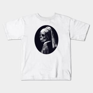 Skull Girl with a Pearl Earring Kids T-Shirt